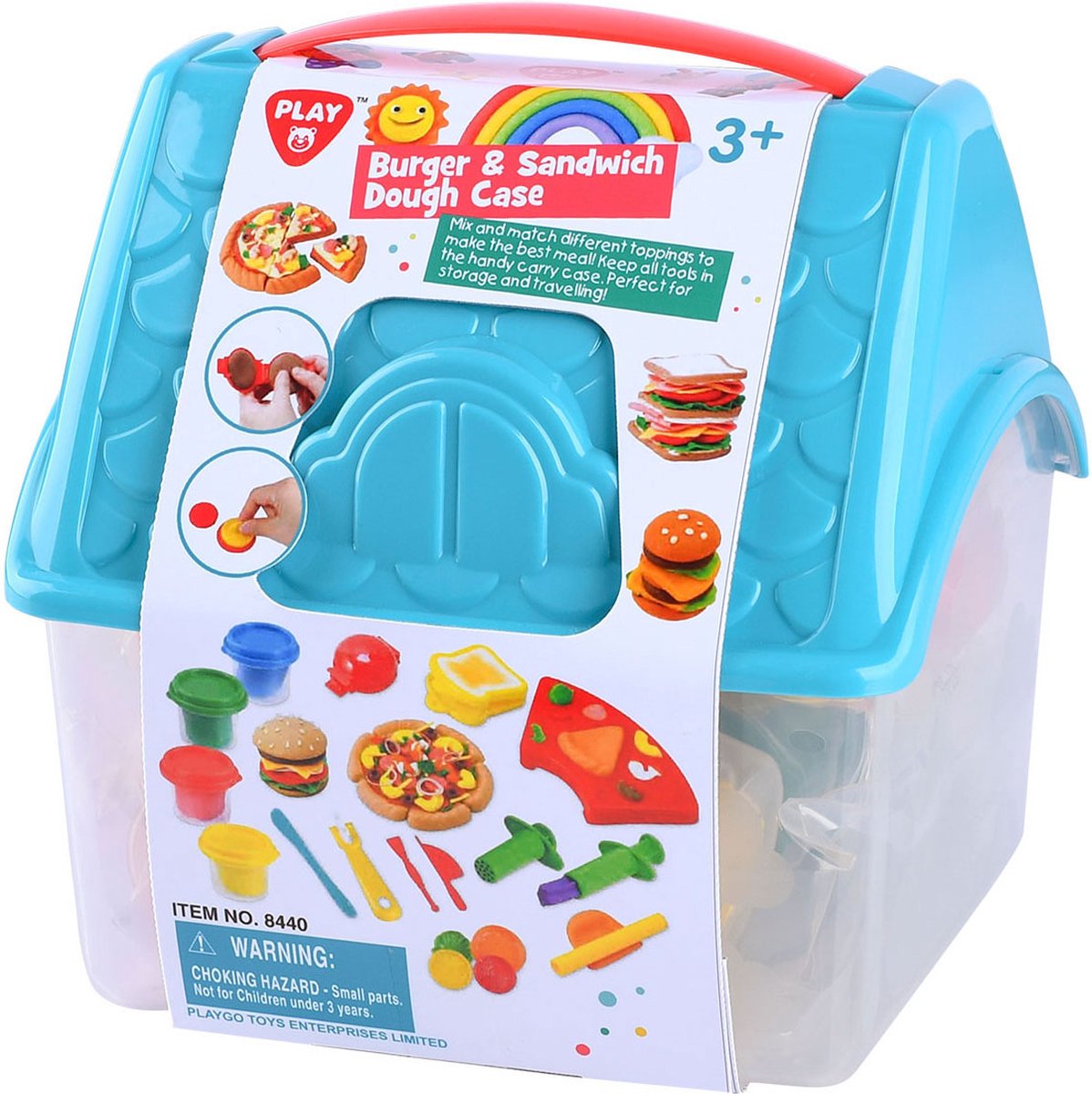 Playgo hamburger en sandwich kleiset in opbergdoos - 4 kleipotjes