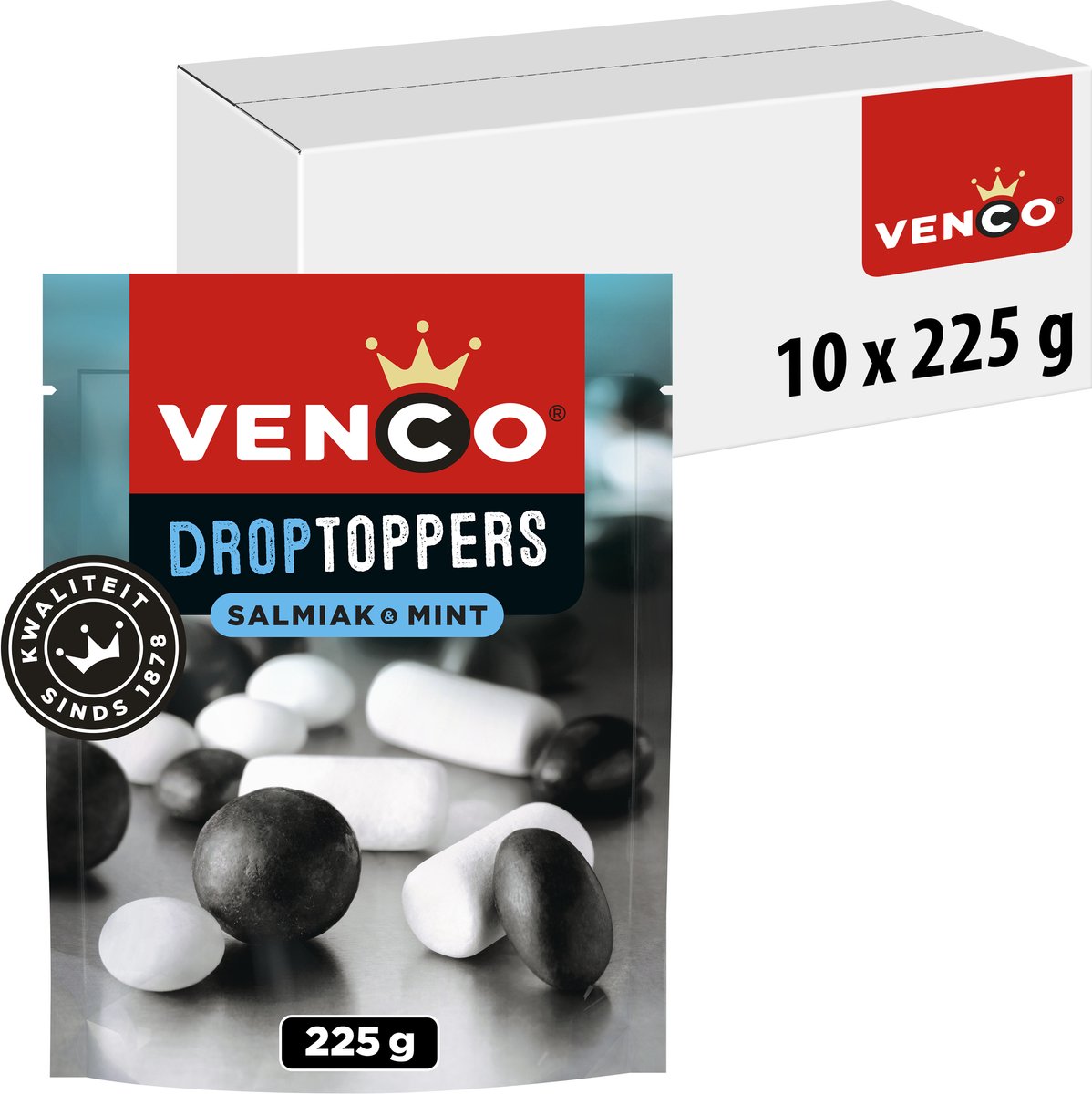 Venco droptoppers salmiak mint - drop mix - 10x225g