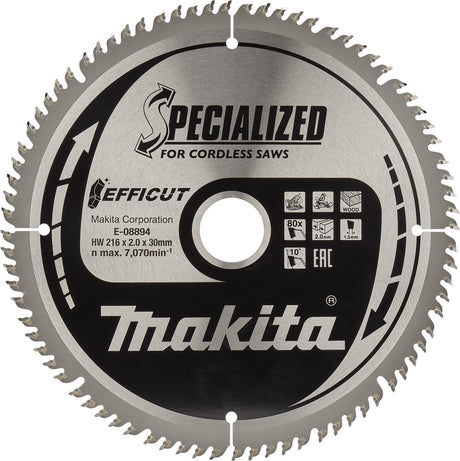 Makita e-08894 afkortzaagblad hout | efficut | 216 x 30 mm | 80-tands