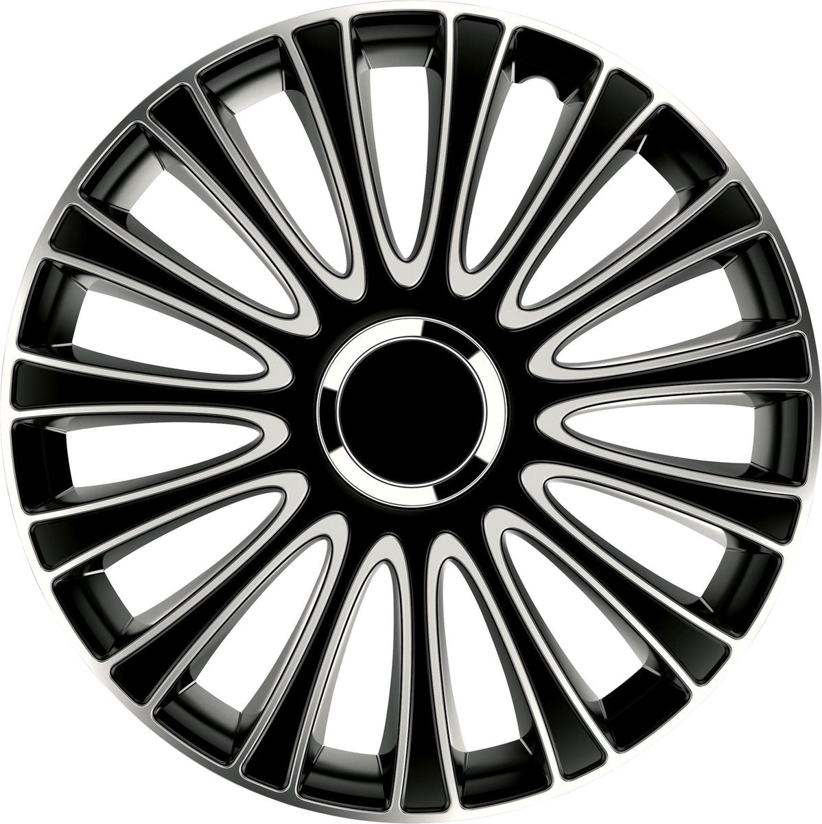 Carpoint wieldoppen le mans pro 16 inch abs zwart zilver set van 4