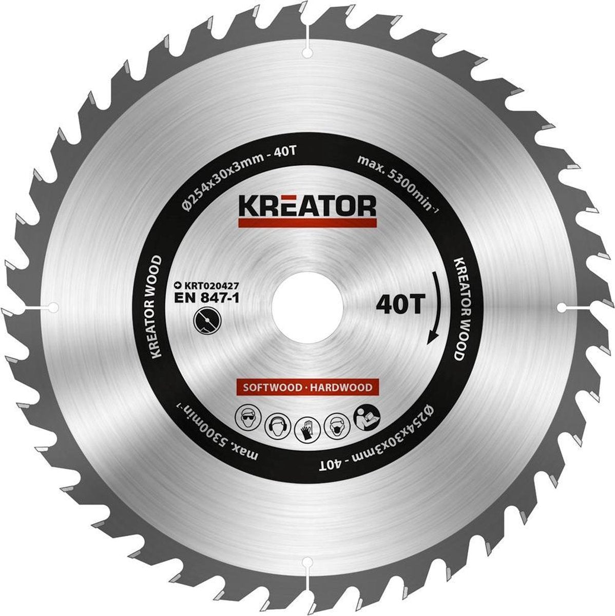 Kreator krt020427 zaagblad hout 254 mm -40t