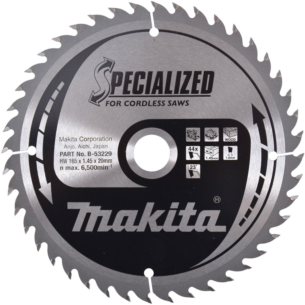 Makita cirkelzaagblad voor hout | specialized | ø 165mm asgat 20mm 44t - b-53229
