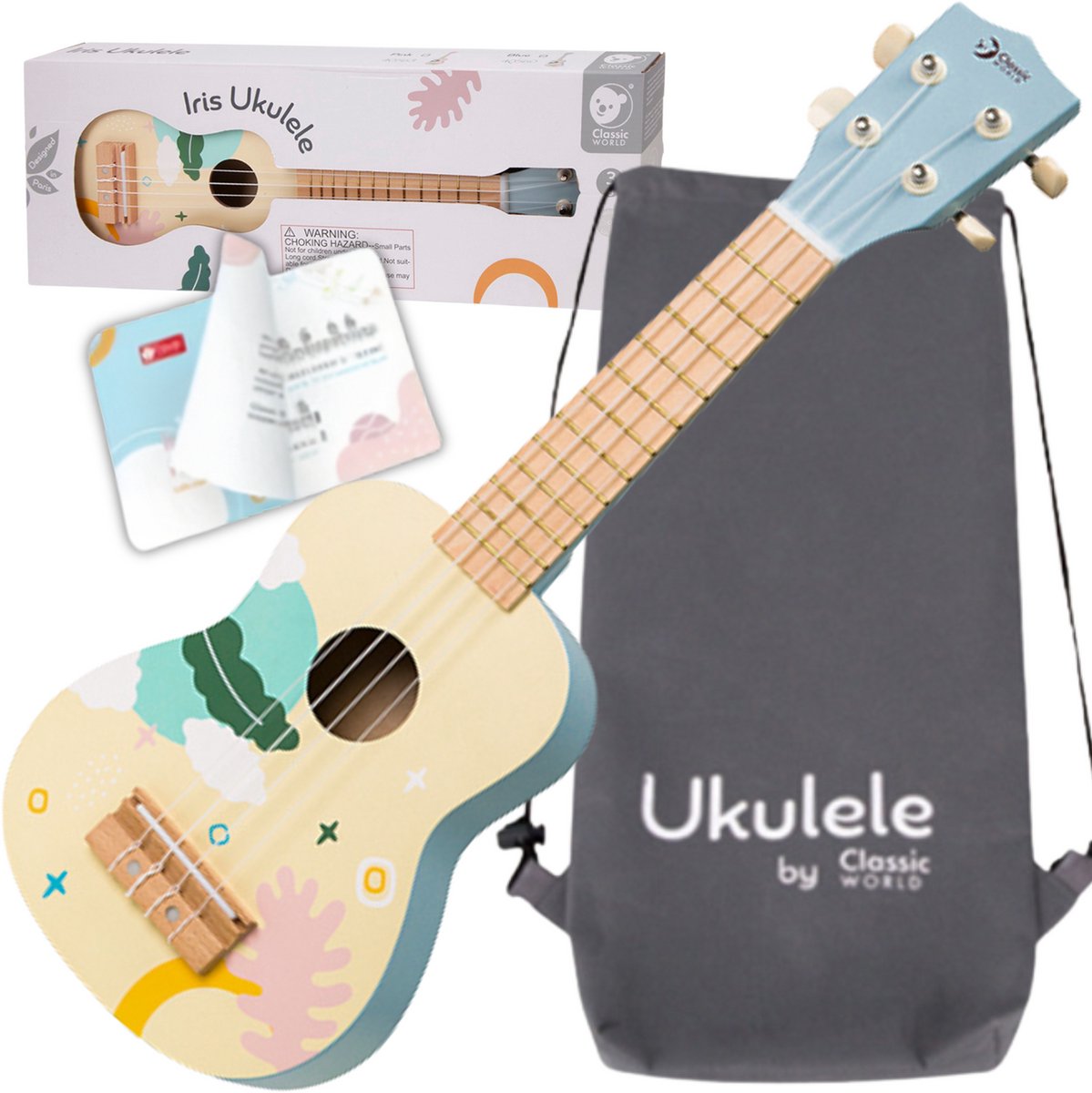 Classic world wooden ukulele guitar for kids blue - uni