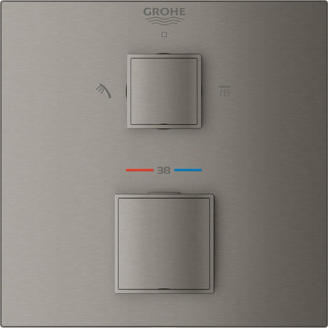 Grohe grohtherm cube douchethermostaatkraan - met trim set - hard graphite - 24154al0