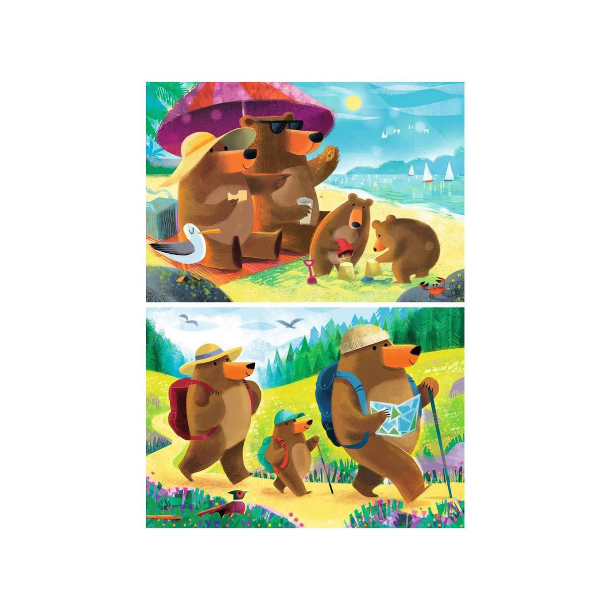 Ravensburger puzzel bear family vacations - legpuzzel - 2x24 stukjes