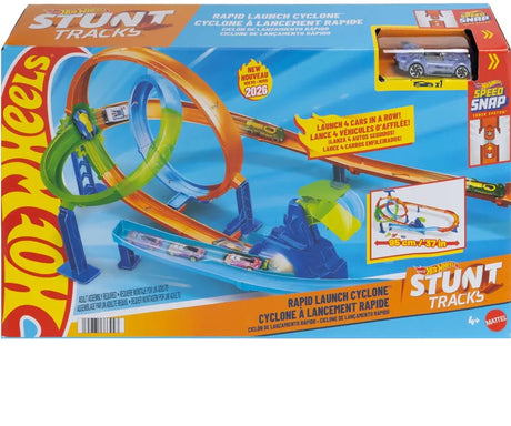 Mattel hot wheels stuntbanen snelle lanceringscycloon baanset en metalen speelgoedauto