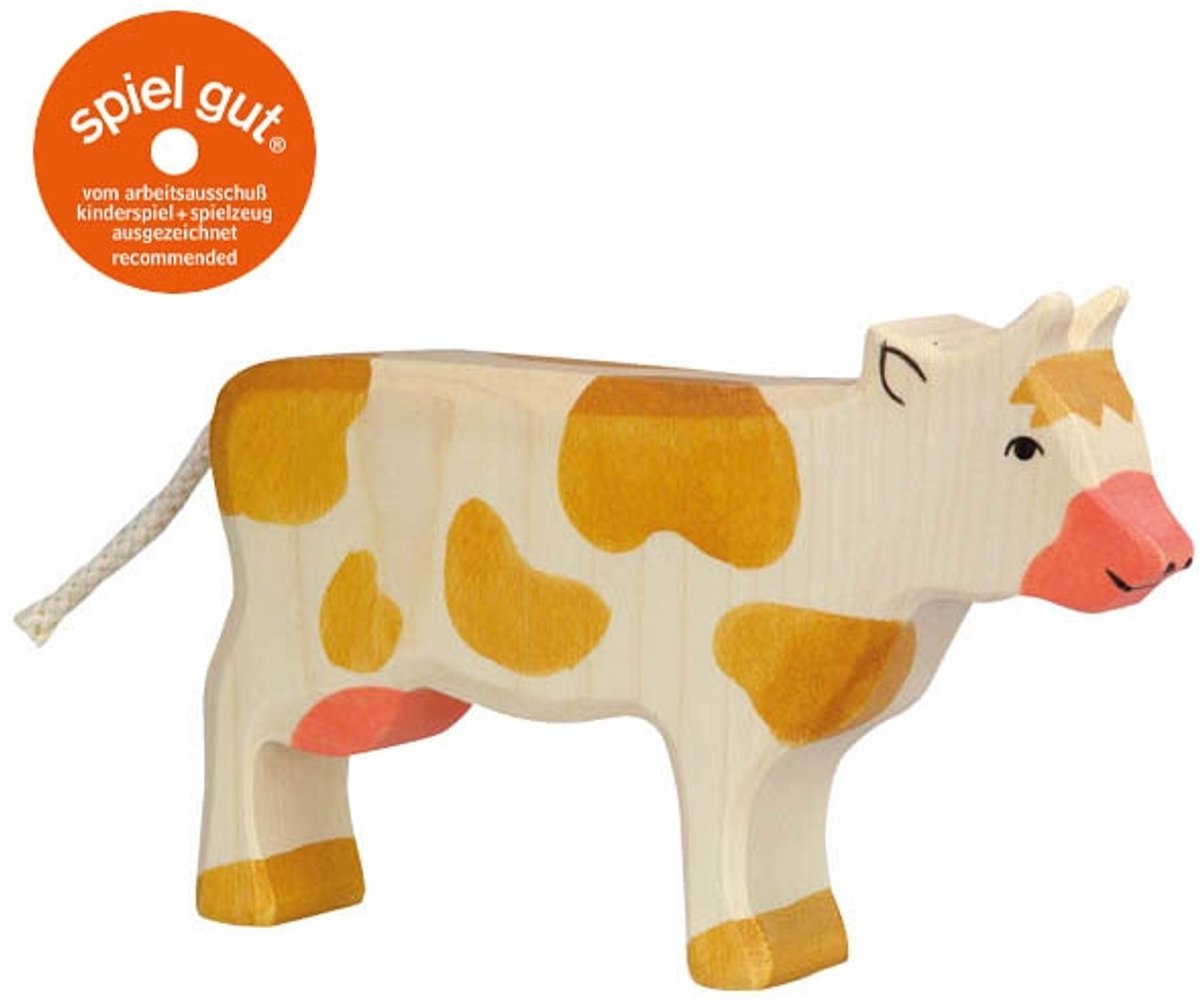 Holztiger boerderij - koe staand - 18x3x11cm - houten figuur - handgemaakt