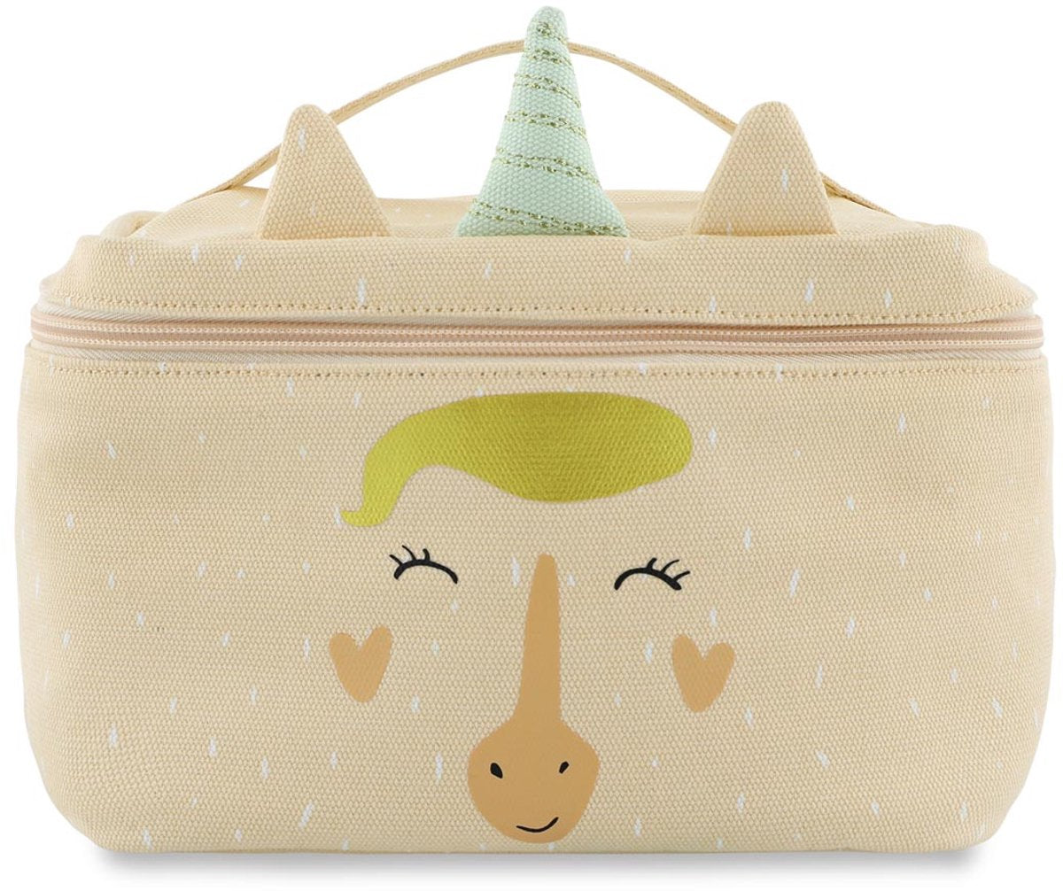 Trixie lunchtas - mrs. unicorn - koeltas voor kinderen - met naamlabel - thermische tas voor lunch - roze