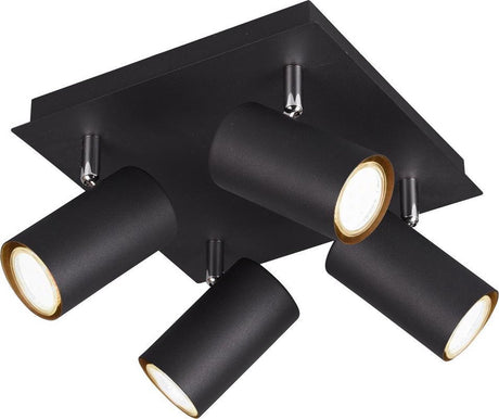 Trio marley - spot - zwart mat - excl. 4x gu10 3w
