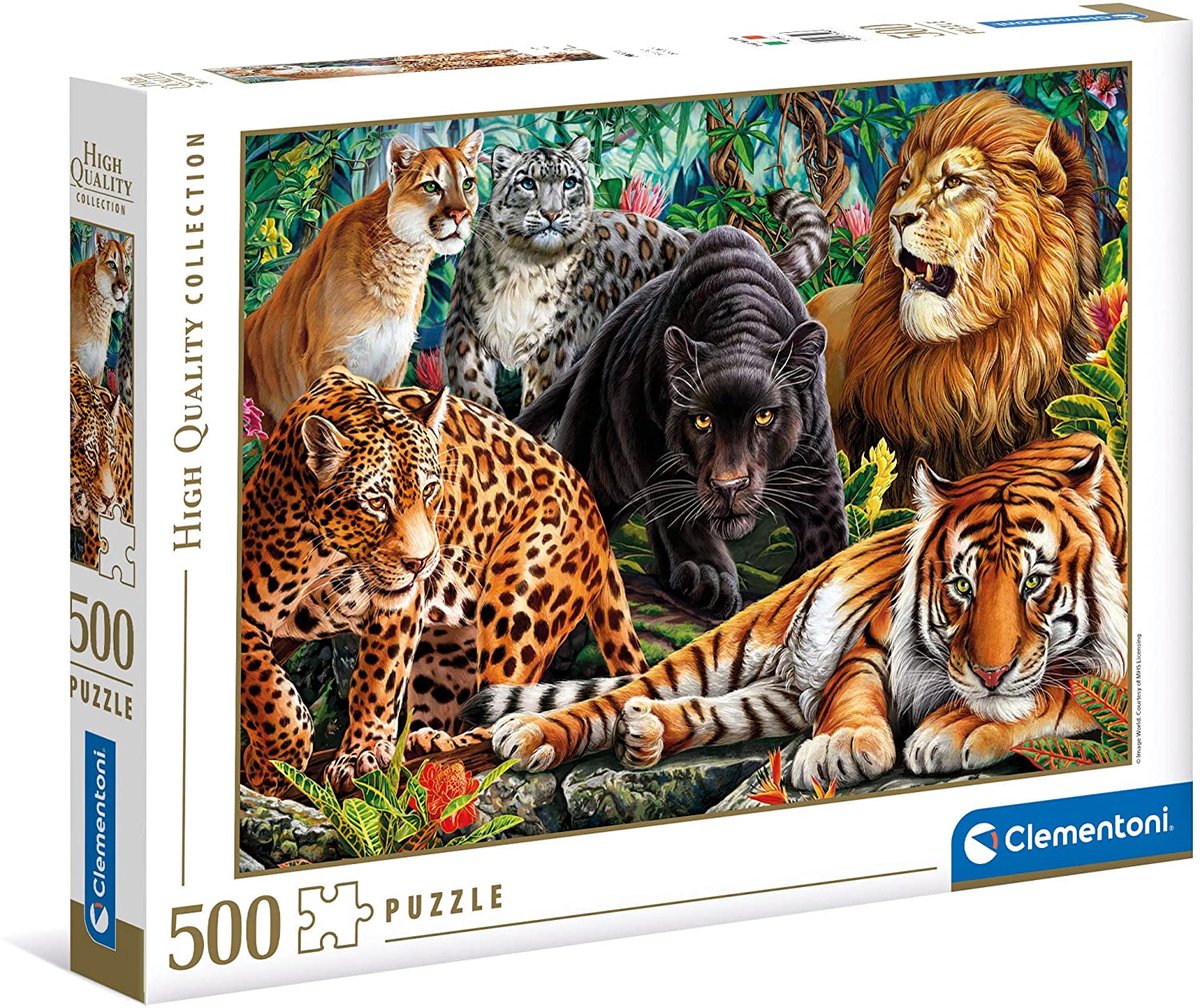 Clementoni - puzzel - 500 stukjes - wilde katachtigen - puzzel voor volwassenen - high quality collection