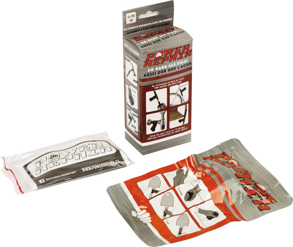 Powerrepair power tape - repair - 5x125 cm - zwart