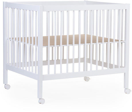 Childhome park 97 - box met wieltjes - verstelbaar op 3 hoogtes - hout - wit - 98x78x82 cm