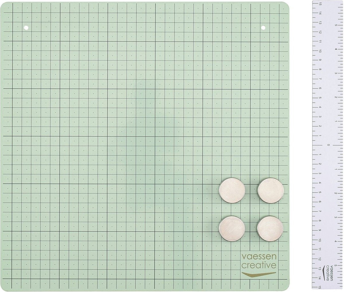 Vaessen creative magnetische werkmat - mint - metalen knutselmat - 30,5 x 30,5 cm - incl. 4 magneten