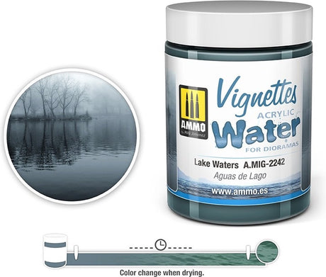 Ammo by mig jimenez modelbouwdecoratie - mig 2242 lake waters - vignettes acrylic texture - 100ml effecten potje