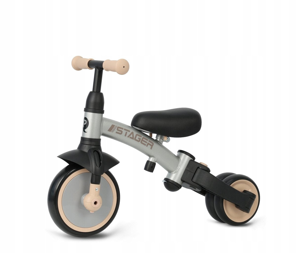 Qplay stager driewieler met duwstang - peuterfiets 3-in-1 opvouwbaar - groen