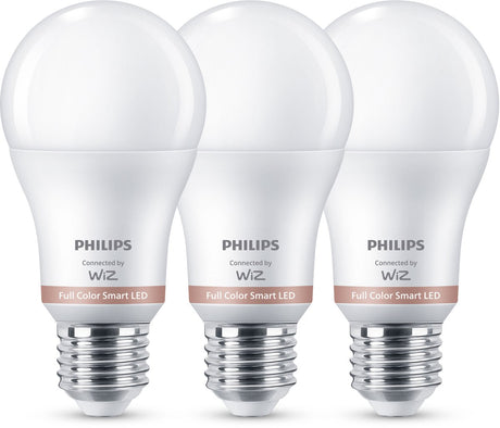 Philips smart lighting - lamp 3-pack - slimme led-verlichting - gekleurd en wit licht - e27 - 60w - mat - wi-fi