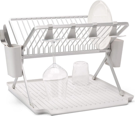 Brabantia sinkside afdruiprek - inklapbaar - met bestekhouder - light grey