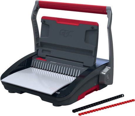 Gbc combbind® cb25 handmatige inbindmachine - plastic bindruggen - 450 vel - zwart rood