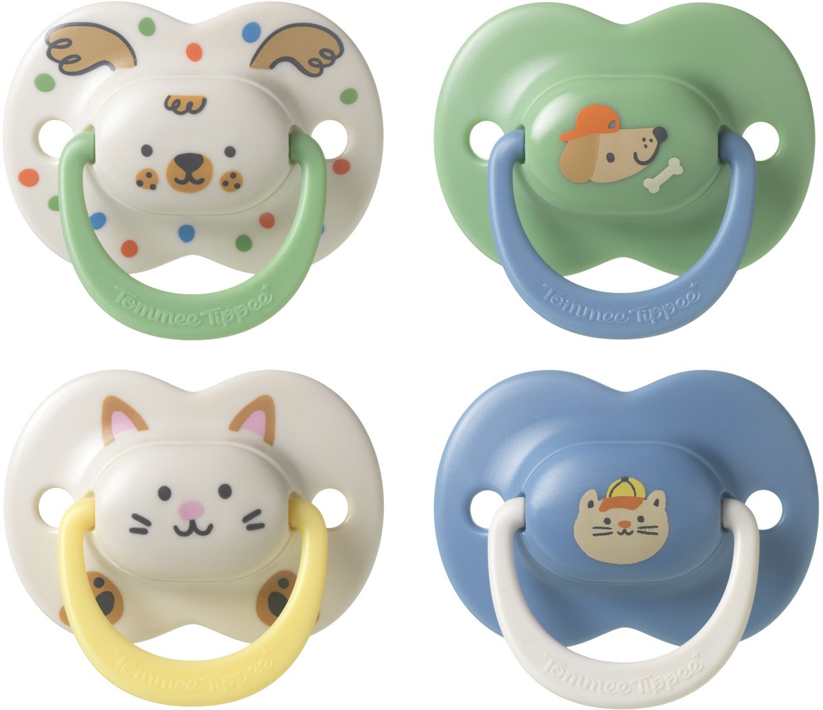 Tommee tippee ultimate fit-fopspeen - 18-36 maanden - 4 stuks - orthodontische symmetrische speen voor baby's- 100% bpa-vrij silicone - blauw deco
