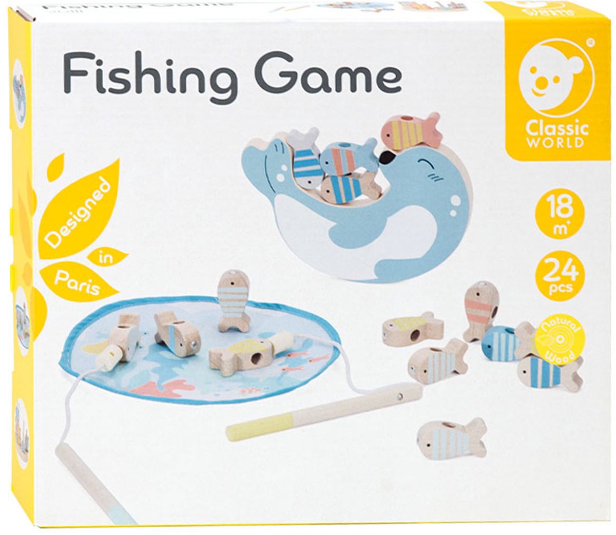 Classic world houten visspel zeehond, 24dlg.