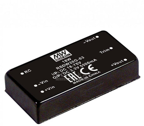 Mw mean well rsdw20h-12 dc dc-converter 1.67 a 20 w aantal uitgangen: 1 x inhoud 1 stuk(s)
