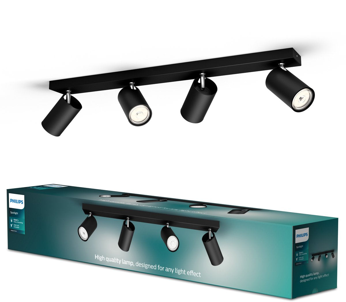 Philips led philips kosipo opbouwspot - 4-lichts - zwart