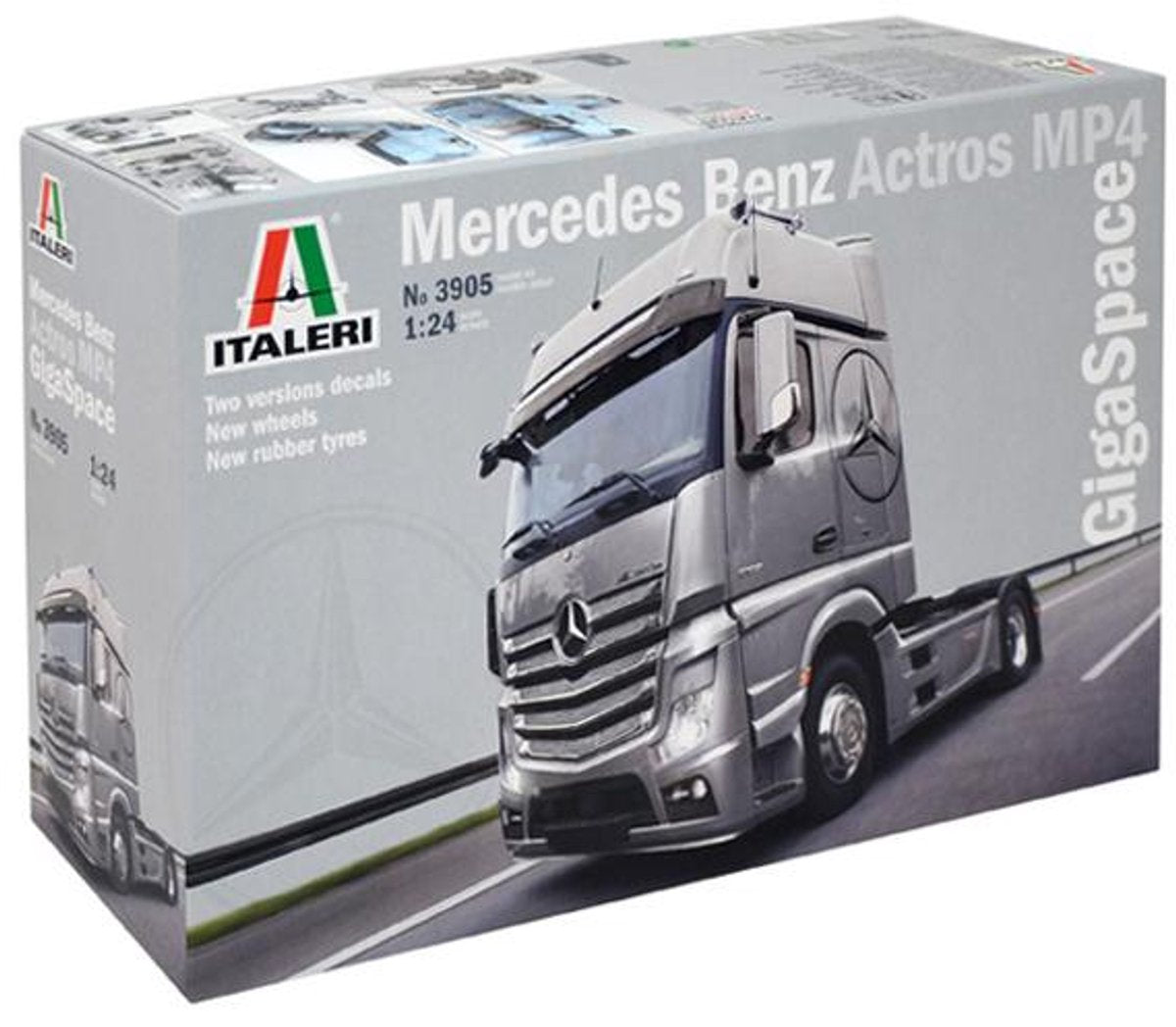 Italeri mercedes benz actros mp4 gigaspace montagekit vrachtwagen oplegger modelbouw 1:24
