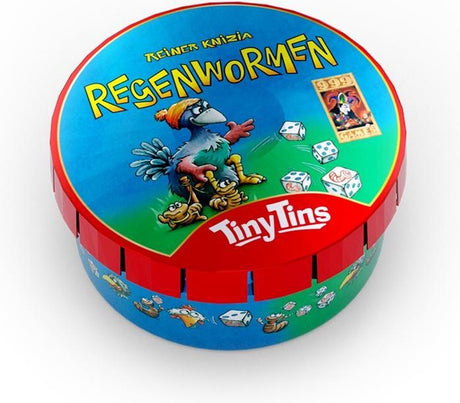 999games 999 games - tiny tins - regenwormen - dobbelspel - de complete dobbelklassieker regenwormen in een piepklein blikje - reisspel - familiespel - klein cadeautje