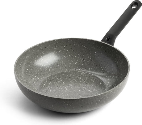 Bk granite ceramic keramische wokpan 28cm - 3.7l - inductie wokpan - zonder deksel - ovenbestendig tot 160 graden - koudgreep - pfas-vrij - grijs