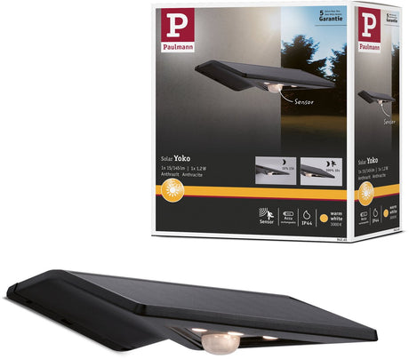 Paulmann solar led-huisnummerverlichting yoko schemergestuurde bewegingsmelder (ir) ip44 3000k 42lm antraciet