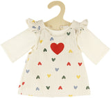 Heless poppen ribfluwelen jurk hartjesconfetti, 28-35 cm