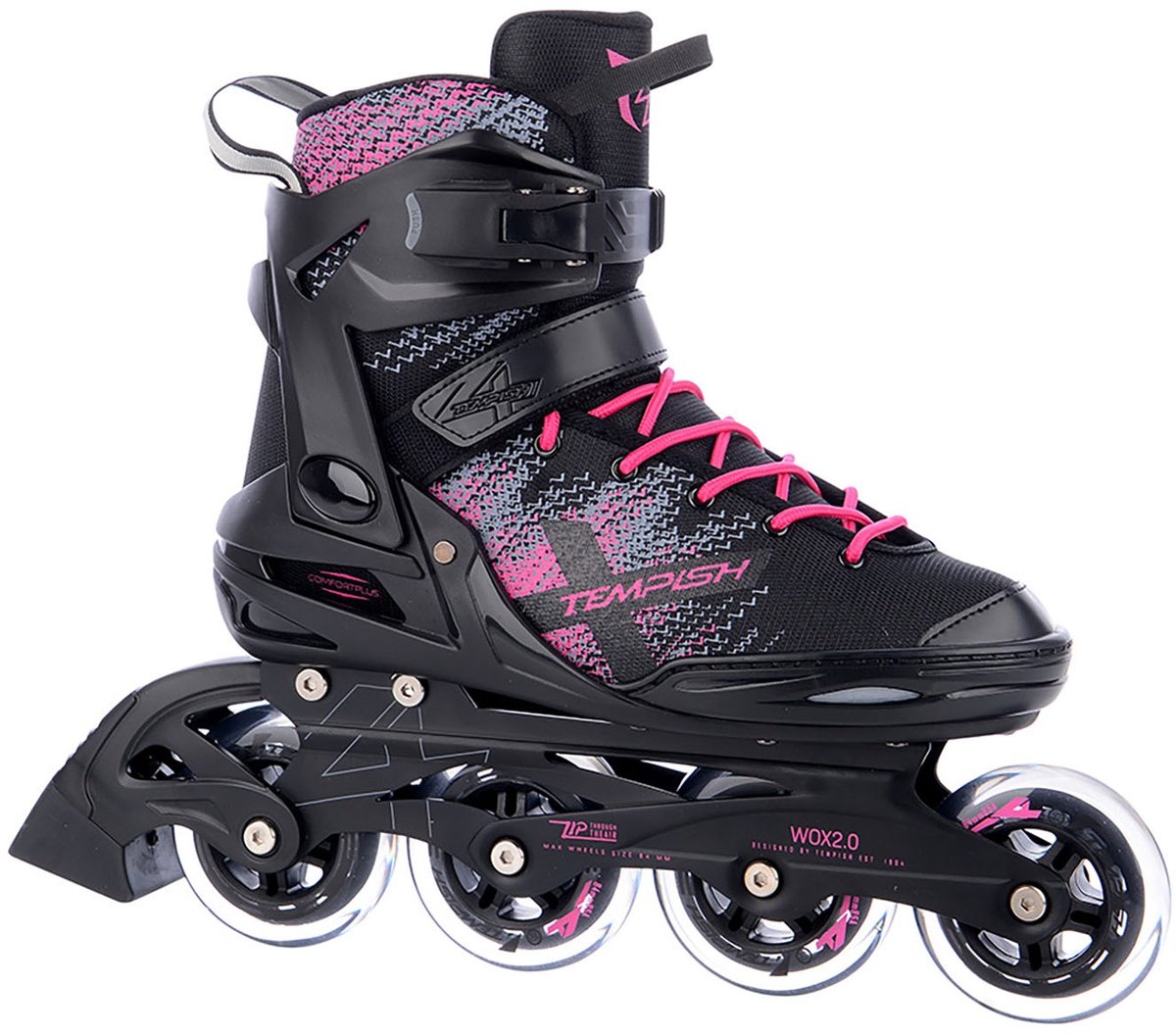 Tempish wox 2.0 lady inline skates - 84mm - fitness - zwart roze - maat 40