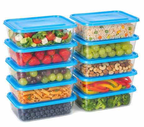 Merkloos sans marque alpina vershoudbakjes 10 stuks - diepvriesbakjes 600ml - meal prep bakjes luchtdicht met deksels - kunststof