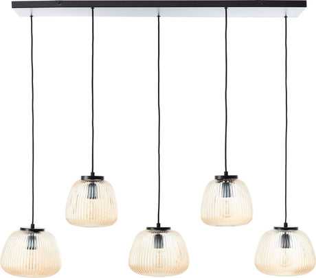 Brilliant kaizen - hanglamp - 5-lichts - e27 max 5x25w - glas - amber - zwart