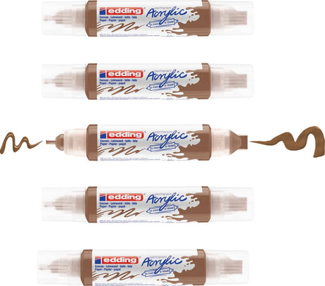 Edding 5400 acrylic 3d double liner hazelnoot – 5 acryltubes – dubbele punt 2-3 mm 5-10 mm – hoogwaardige waterbasis acrylverf voor canvas, hout papier