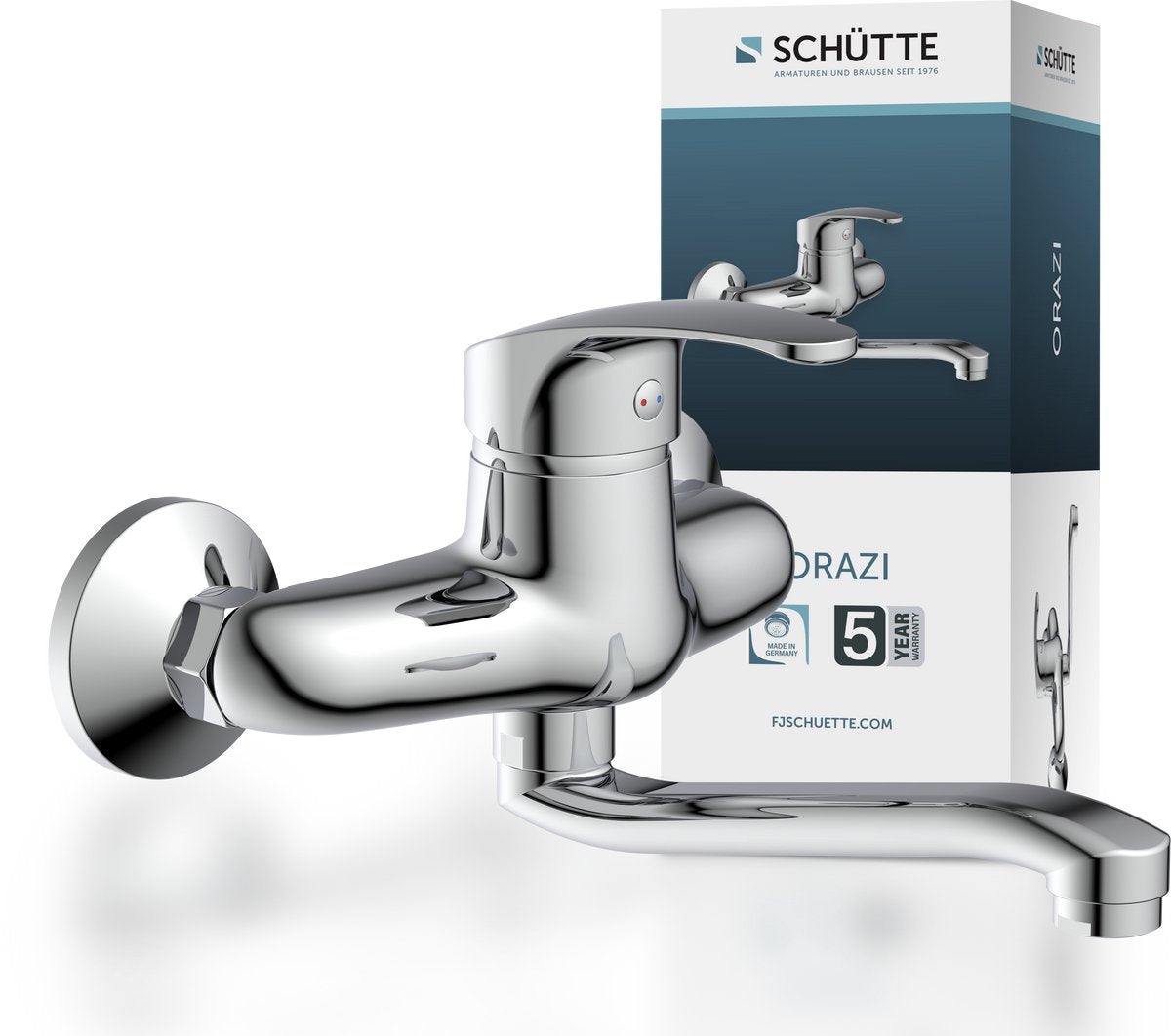 Schütte nivola keukenkraan - mengkraan - lage, draaibare uitloop - wandmontage - chroom