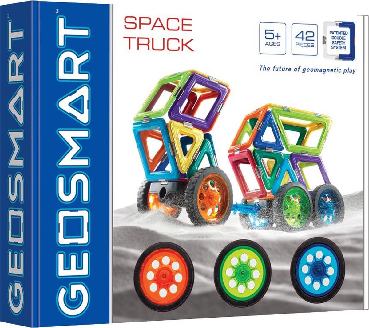 Geosmart space truck - magnetisch constructiespeelgoed - 43-delige technische ruimteset met wielen - vanaf 5 jaar