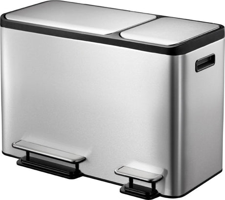 Eko - ecocasa recycler pedaalemmer 24+12 liter - stainless steel plastic - mat rvs - prullenbak