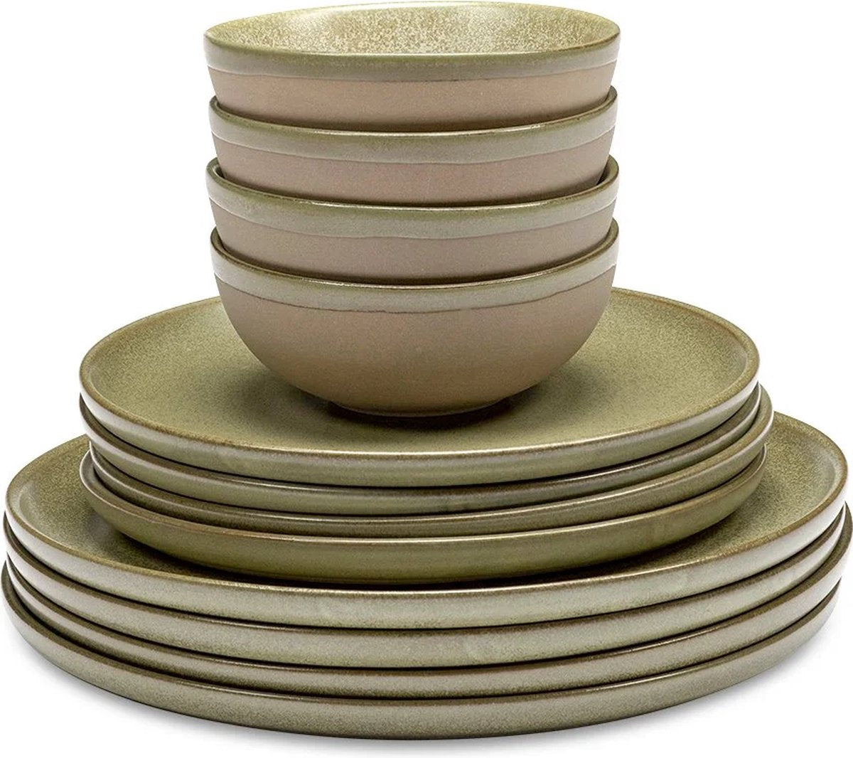 Serax - sergio herman surface - serviesset - camogroen - 24 ø - 12 stuks