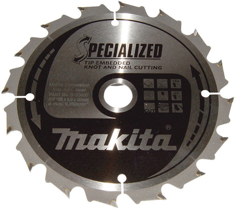 Makita b-33037 cirkelzaagblad hout (noest spijker) | embedded tip | 165 x 20 mm | 16-tands
