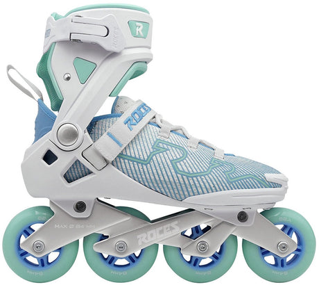 Roces r-evo 84 skeelers – 84mm – softboot – extra comfort stabiliteit – heel lock easy entry – abec-7 – fitness inline skates – dames – wit azuurblauw – maat 41