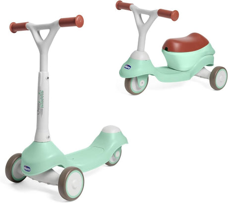 Chicco 2-in-1 loopwagen en step - evolutive ride-on scooter - groen (1 tot 4 jaar)