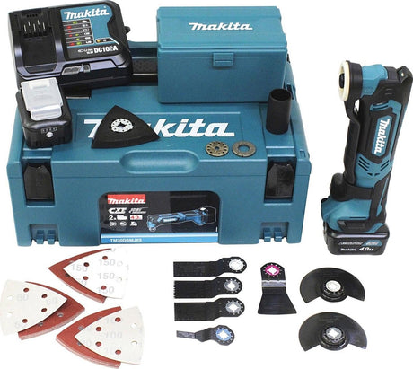 Makita multitool set - tm30dsmjx5 - 10.8v li-ion accu (2x 4.0 ah accu) - incl accessoireset in mbox