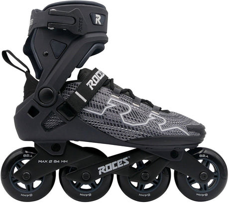 Roces r-evo 84 skeelers – 84mm – softboot – extra comfort stabiliteit – heel lock easy entry – abec-7 – fitness inline skates – heren dames – zwart antraciet – maat 37