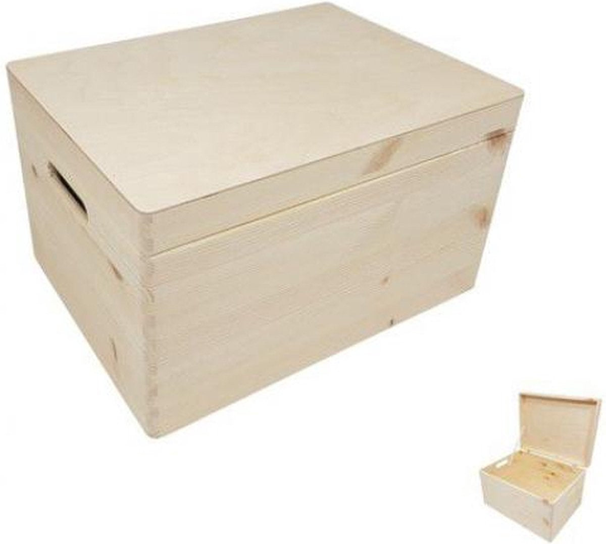 Small foot playwood houten opbergkist met klepdeksel