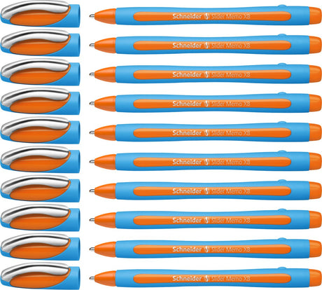 Schneider schrijfwaren schneider balpen - slider memo - penpunt xb - schrijfbreedte 1,4mm - oranje - 10 stuks - s-150206-10