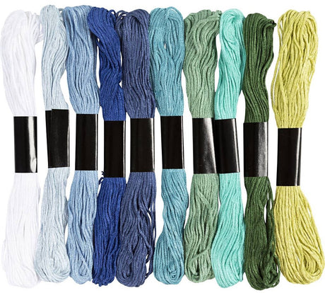 Creativ company cc borduurgaren blauw groen harmonie 10 kleuren van elk 8m