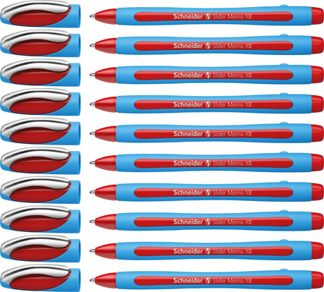 Schneider schrijfwaren schneider balpen - slider memo - penpunt xb - schrijfbreedte 1,4mm - rood - 10 stuks - s-150202-10