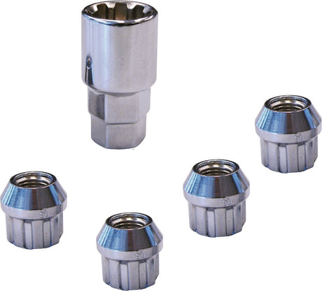 Carpoint wielslotmoeren m12x1.25 – type e conisch – anti-diefstal – staal – voor velgen – inclusief sleutel – set