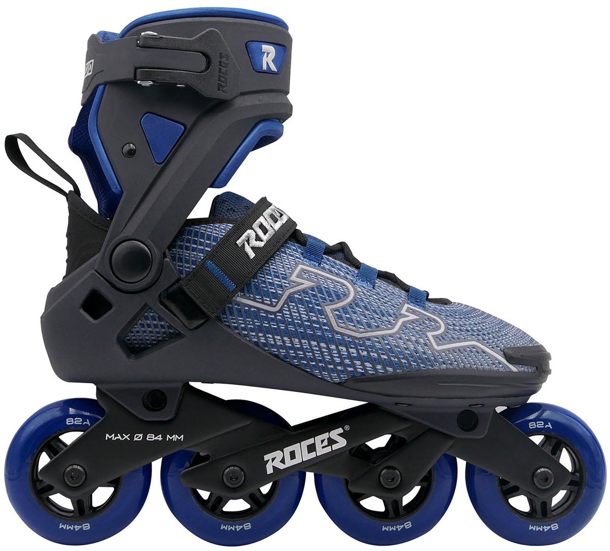 Roces r-evo 84 skeelers – 84mm – softboot – extra comfort stabiliteit – heel lock easy entry – abec-7 – fitness inline skates – heren dames – zwart blauw – maat 41